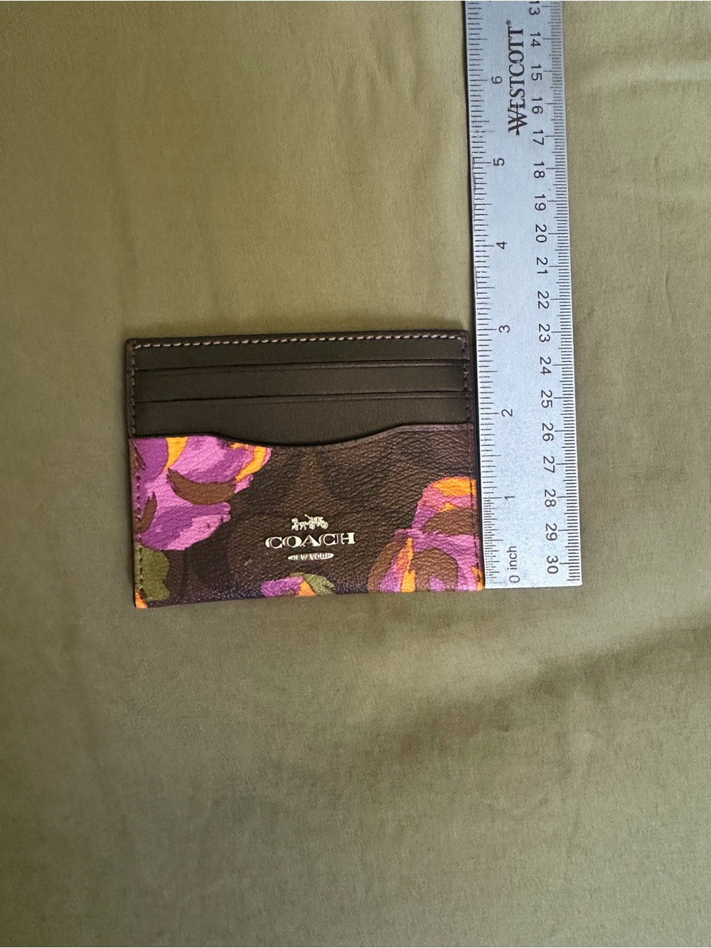 NWOT Coach Black Card Case with Multicolor Floral Print - Picture 4 of 5